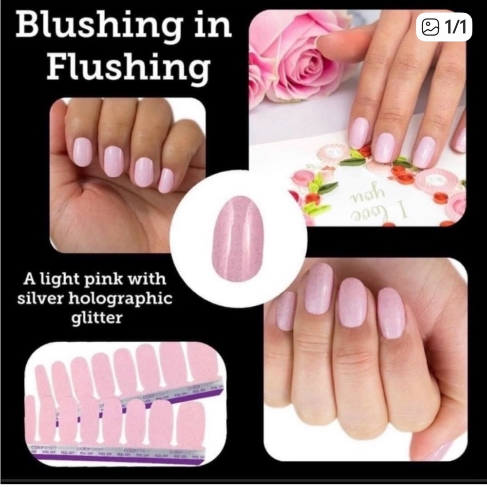 Light Pink Nail Wraps with Silver Glitter